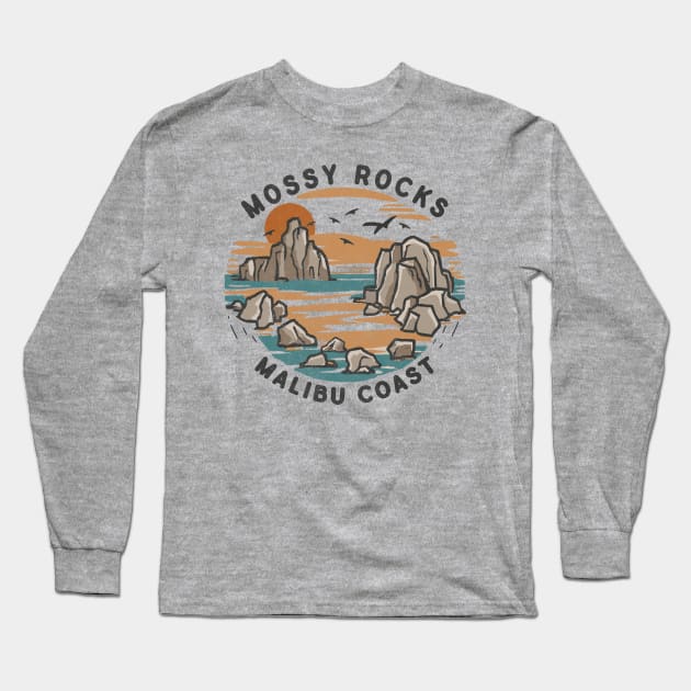 Mossy Rocks, Malibu Coast Long Sleeve T-Shirt by Tees For UR DAY